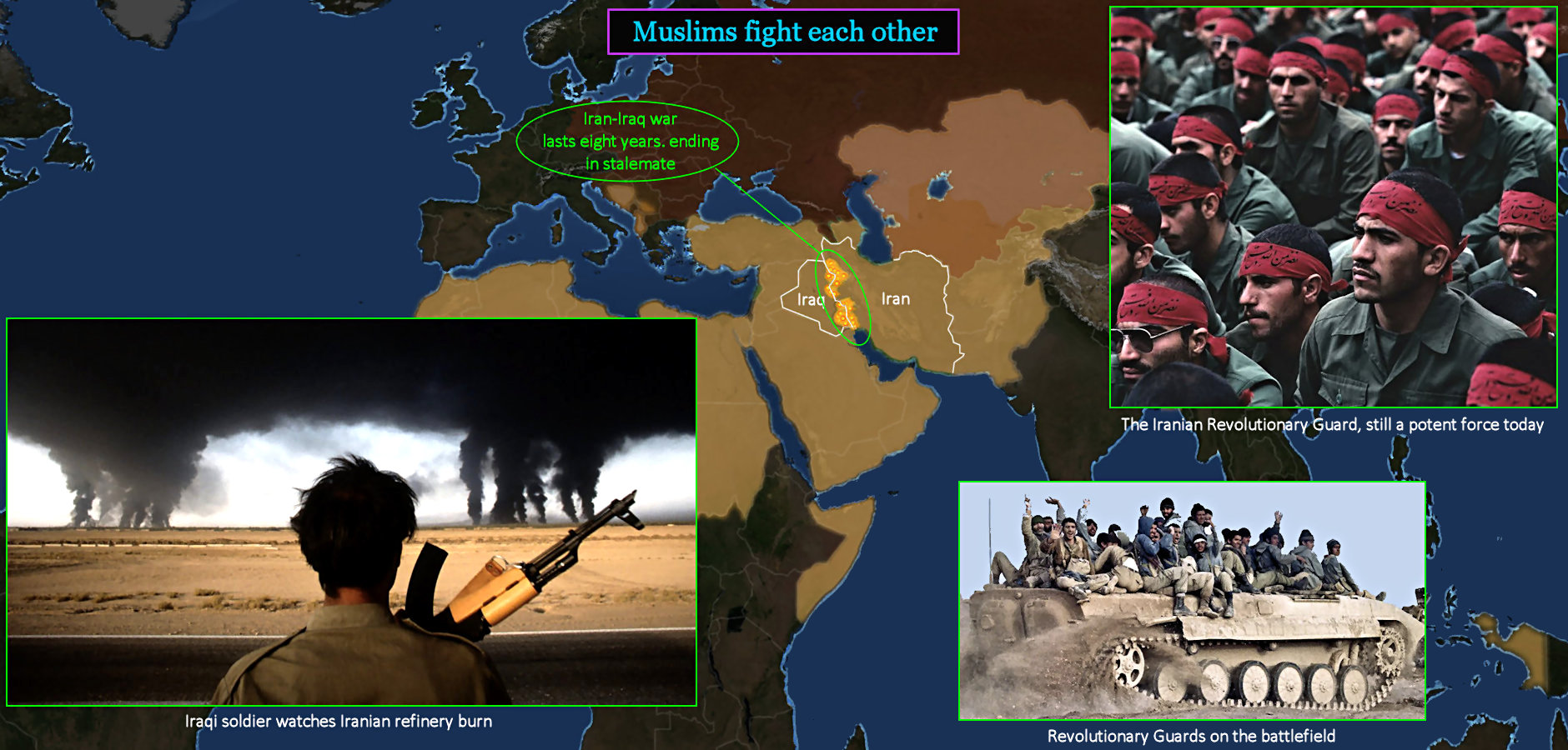 Iran-Iraq War, Iranian Revolution 1980-88 map